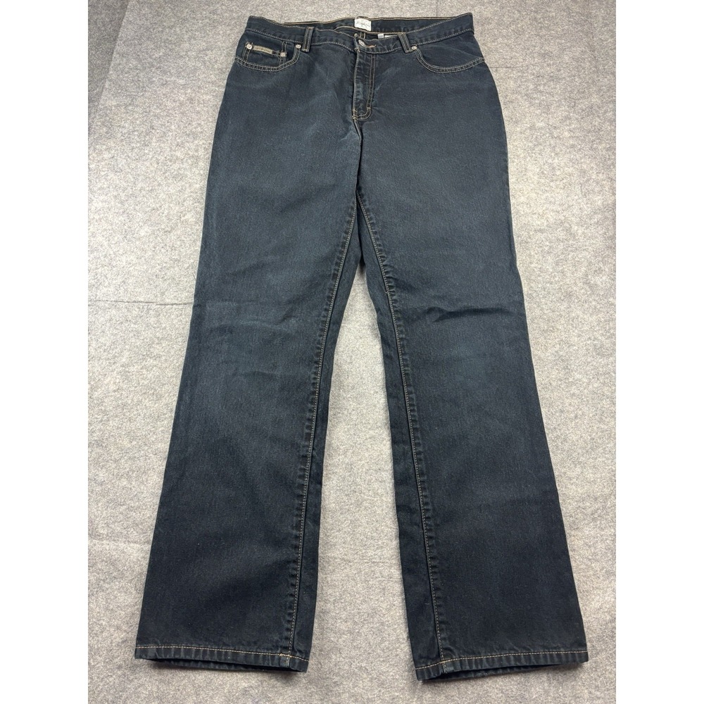 VTG CALVIN KLEIN Womens 14 L32‎ Five Pocket Boot Leg Black Overdye Jeans Western
